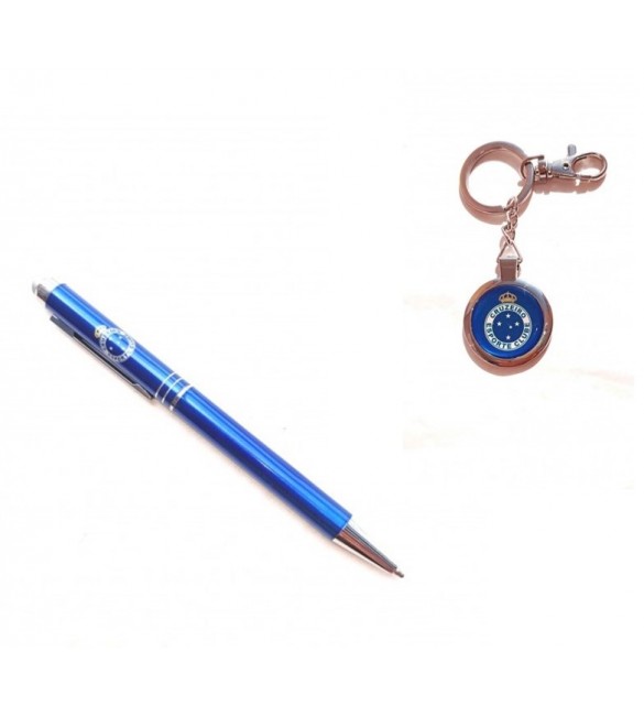 Kit Caneta Roller Ball Touchscreen + chaveiro do Cruzeiro  - produto oficial